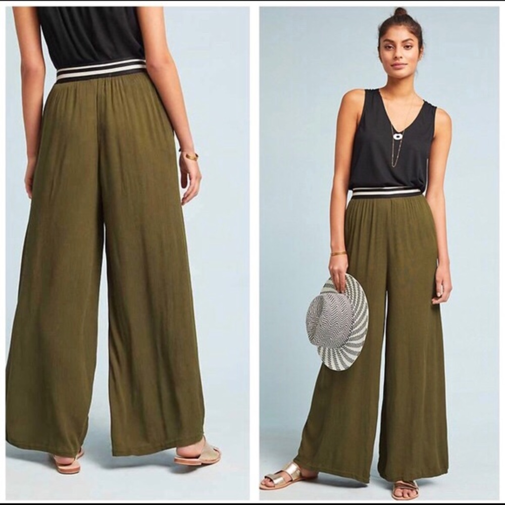 Dolan Olive Gauze Pull On Pant Wide Leg Flare S